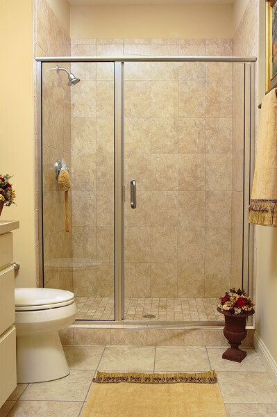 silver framed shower